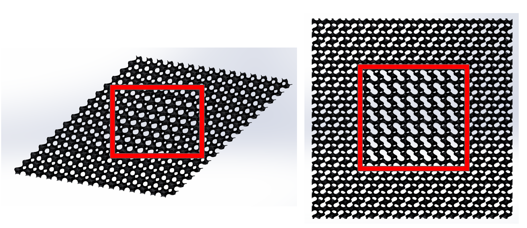 The structure in SolidWorks — isometric and top views